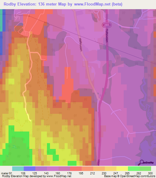 Rodby,Norway Elevation Map