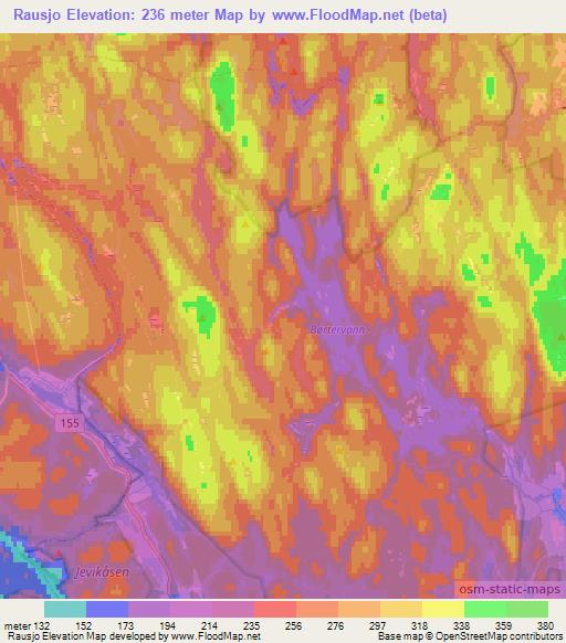 Rausjo,Norway Elevation Map