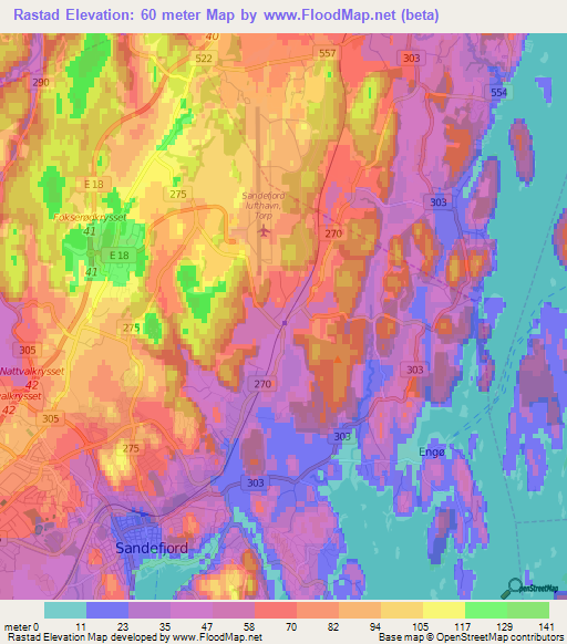 Rastad,Norway Elevation Map