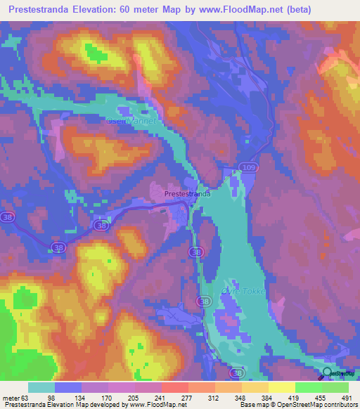 Prestestranda,Norway Elevation Map