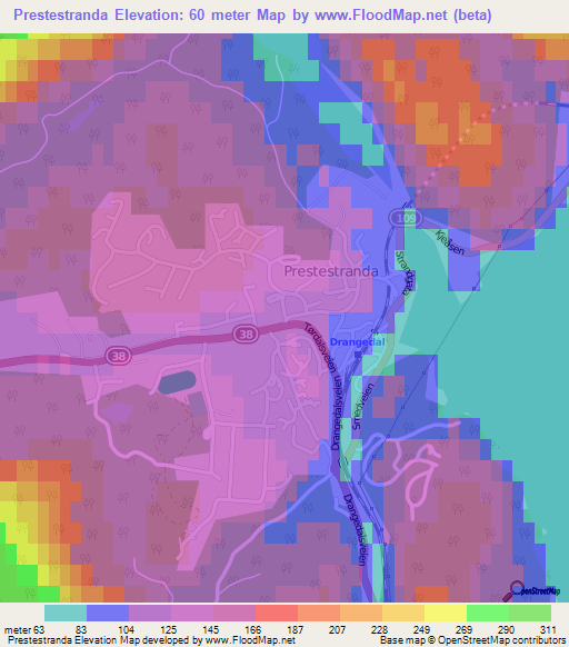 Prestestranda,Norway Elevation Map
