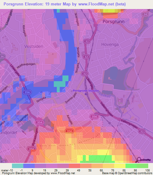 Porsgrunn,Norway Elevation Map