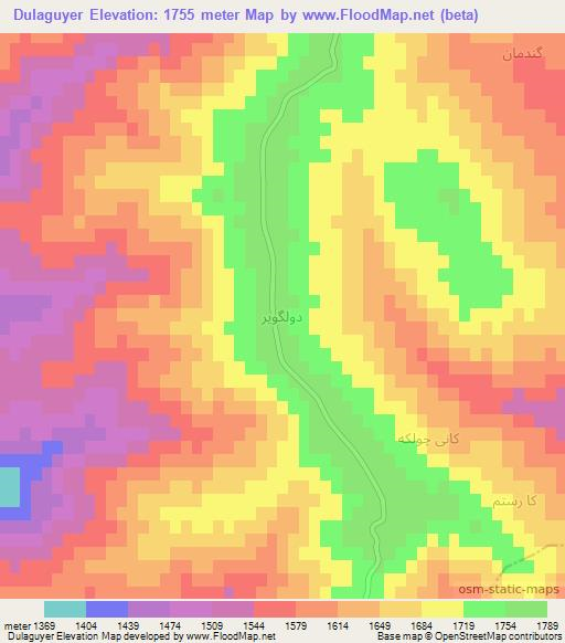 Dulaguyer,Iran Elevation Map