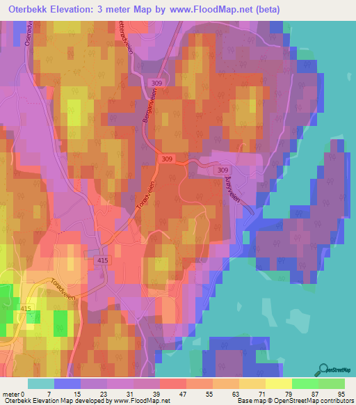 Oterbekk,Norway Elevation Map