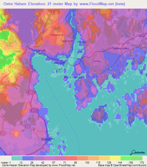 Ostre Halsen,Norway Elevation Map