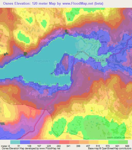 Osnes,Norway Elevation Map