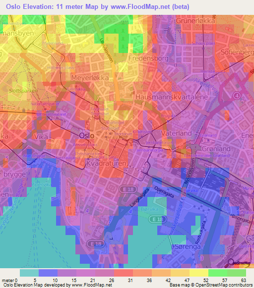 Oslo,Norway Elevation Map