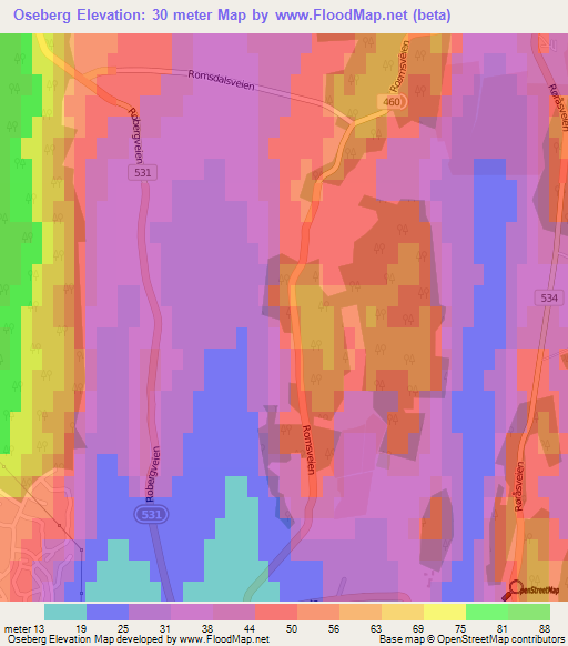 Oseberg,Norway Elevation Map