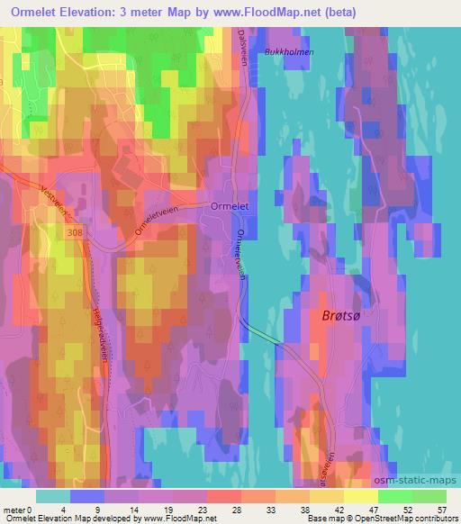 Ormelet,Norway Elevation Map
