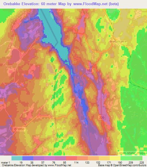 Orebakke,Norway Elevation Map
