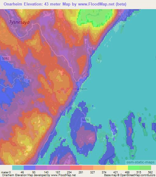 Onarheim,Norway Elevation Map