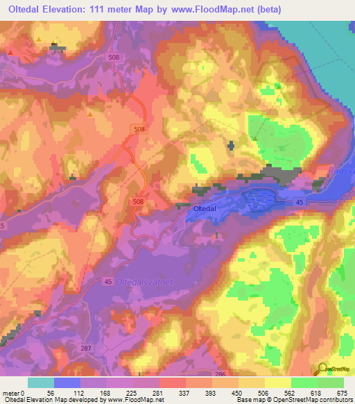 Oltedal,Norway Elevation Map