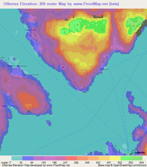 Olfernes,Norway Elevation Map