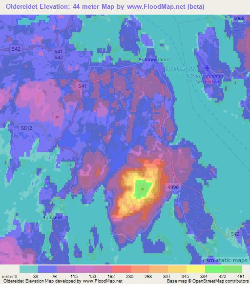 Oldereidet,Norway Elevation Map