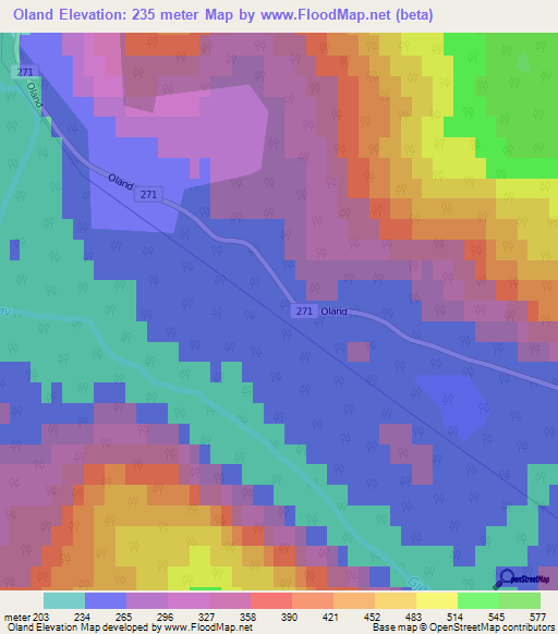 Oland,Norway Elevation Map