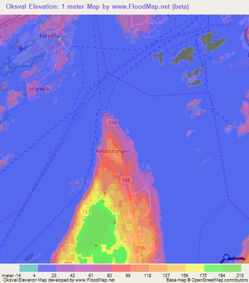 Oksval,Norway Elevation Map