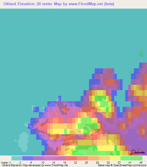 Okland,Norway Elevation Map