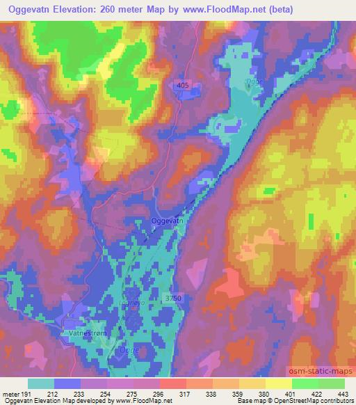 Oggevatn,Norway Elevation Map