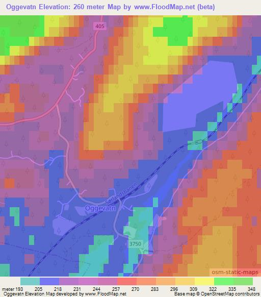 Oggevatn,Norway Elevation Map