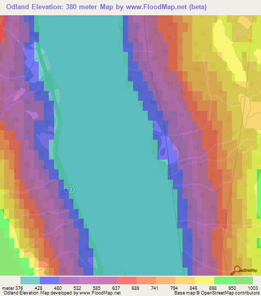 Odland,Norway Elevation Map