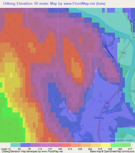 Odberg,Norway Elevation Map