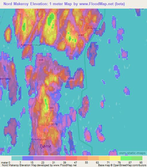 Nord Makeroy,Norway Elevation Map