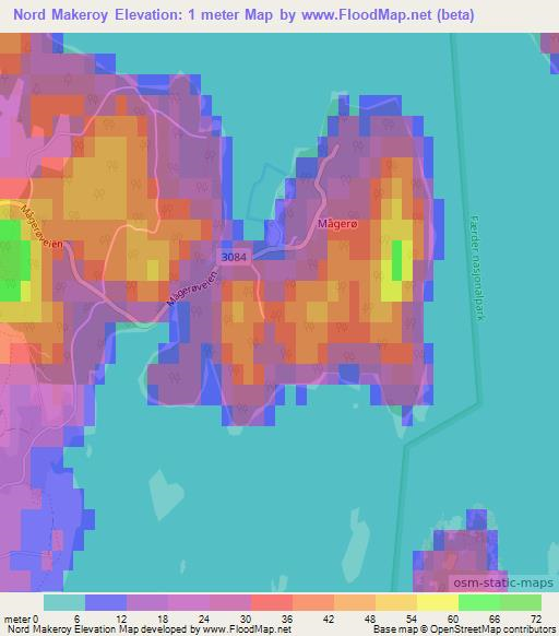 Nord Makeroy,Norway Elevation Map