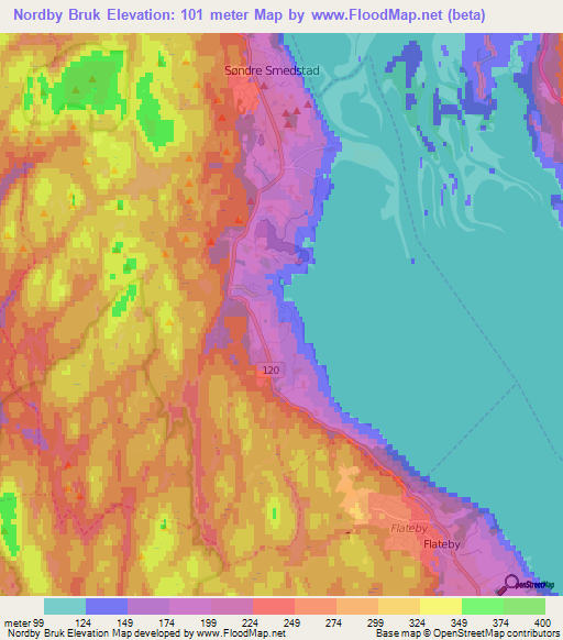 Nordby Bruk,Norway Elevation Map