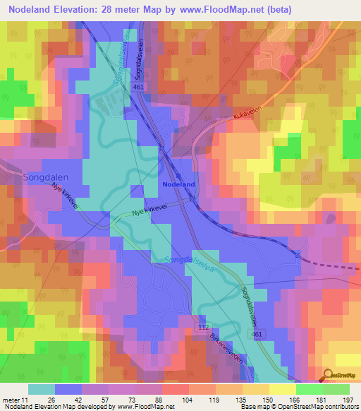 Nodeland,Norway Elevation Map