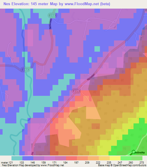 Nes,Norway Elevation Map