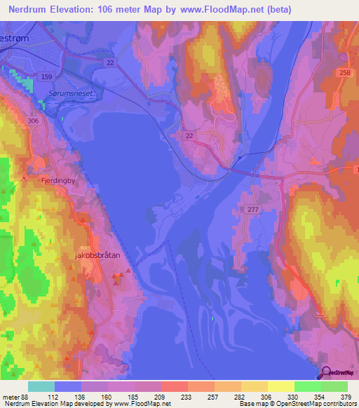 Nerdrum,Norway Elevation Map