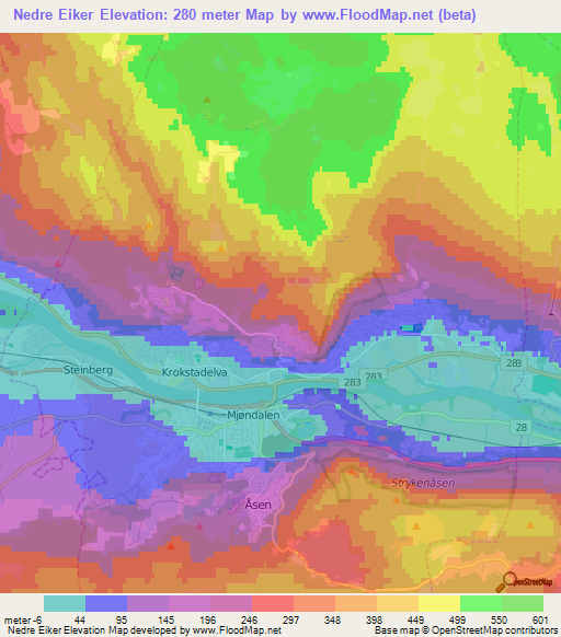 Nedre Eiker,Norway Elevation Map