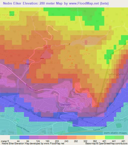 Nedre Eiker,Norway Elevation Map