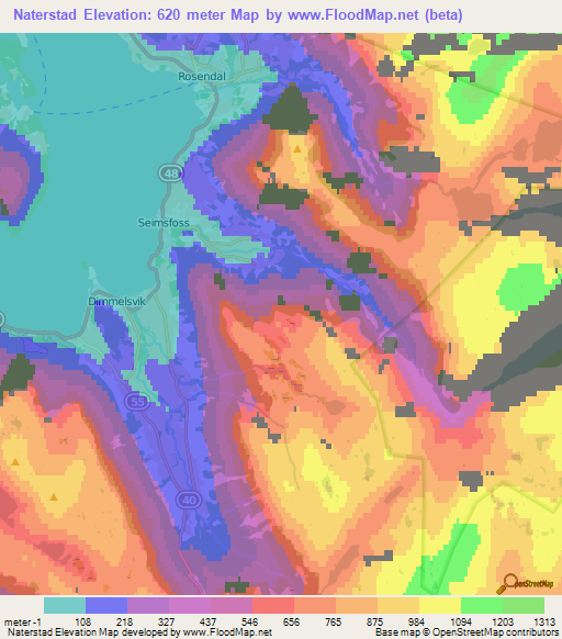 Naterstad,Norway Elevation Map