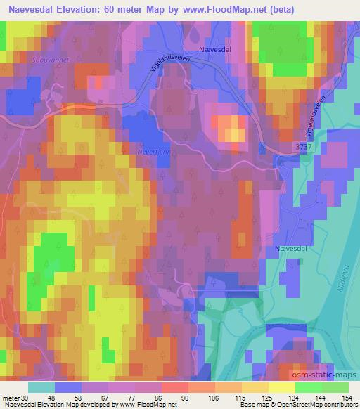 Naevesdal,Norway Elevation Map