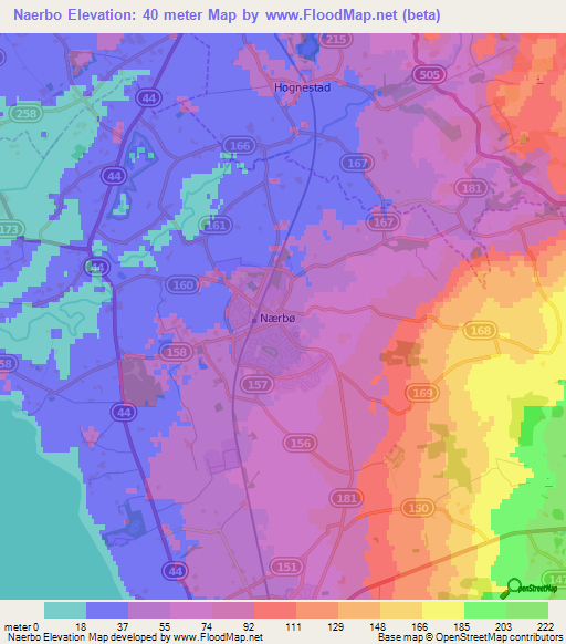 Naerbo,Norway Elevation Map