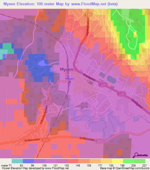 Mysen,Norway Elevation Map