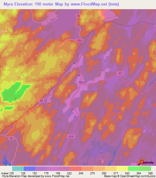 Myra,Norway Elevation Map