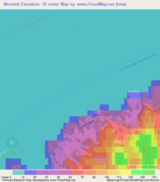 Mortveit,Norway Elevation Map
