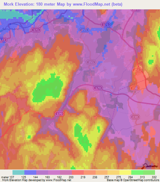 Mork,Norway Elevation Map