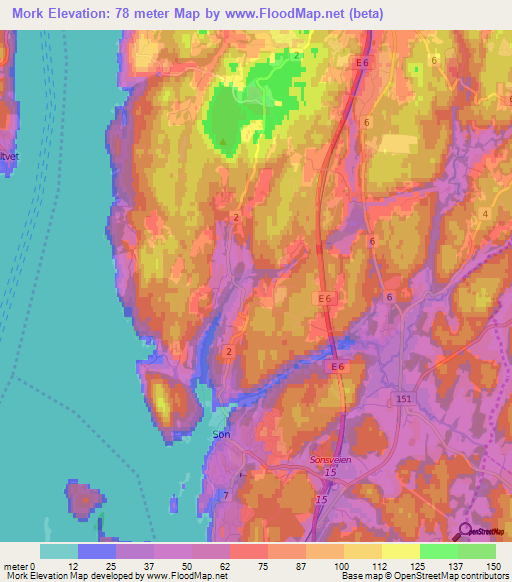 Mork,Norway Elevation Map