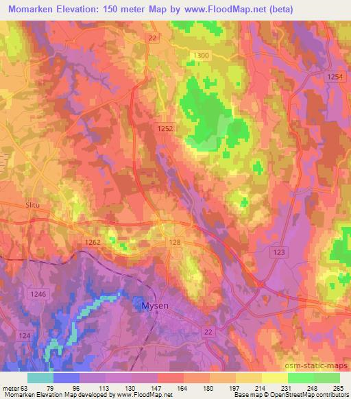 Momarken,Norway Elevation Map