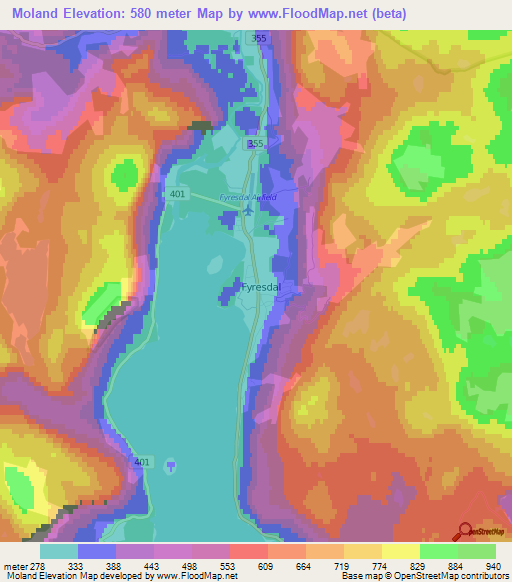 Moland,Norway Elevation Map