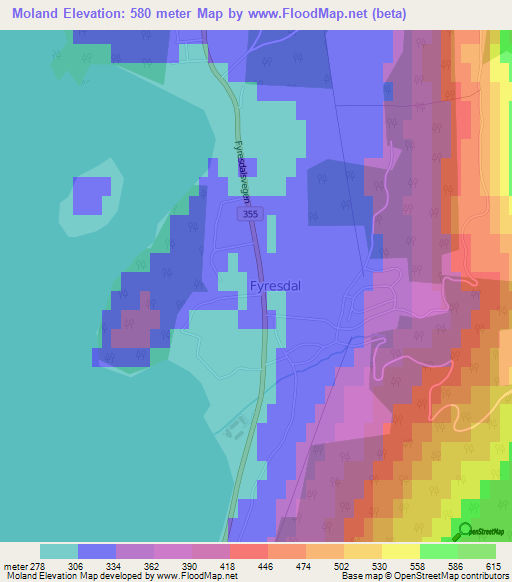 Moland,Norway Elevation Map