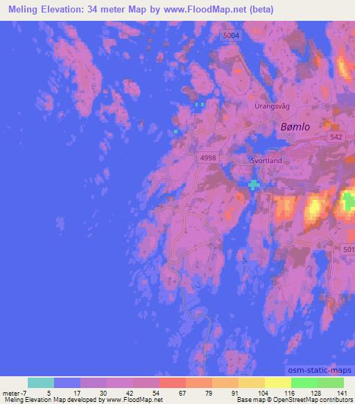 Meling,Norway Elevation Map