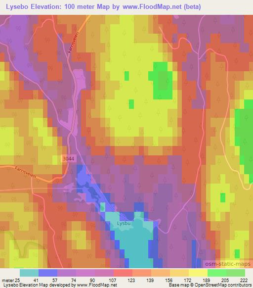 Lysebo,Norway Elevation Map