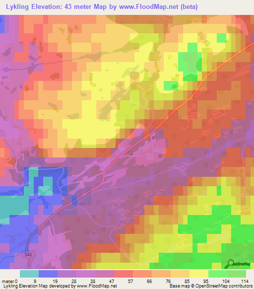 Lykling,Norway Elevation Map