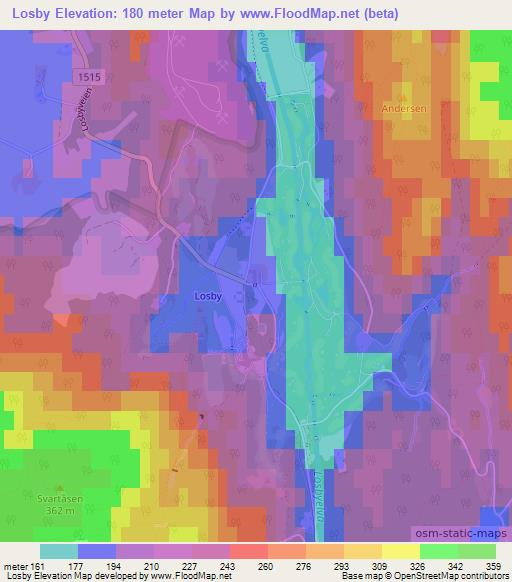 Losby,Norway Elevation Map