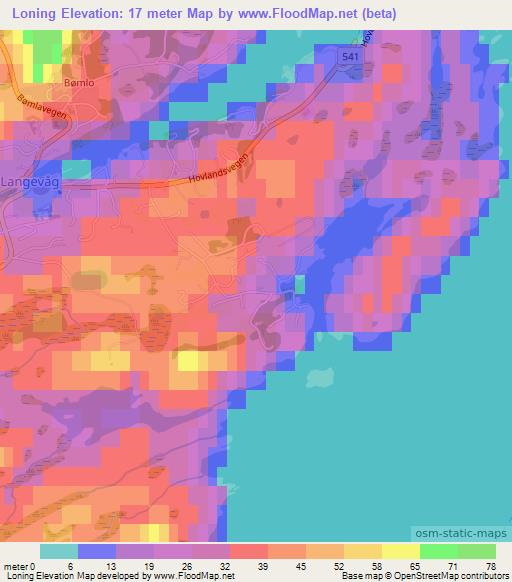 Loning,Norway Elevation Map