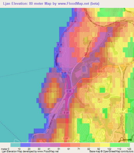 Ljan,Norway Elevation Map